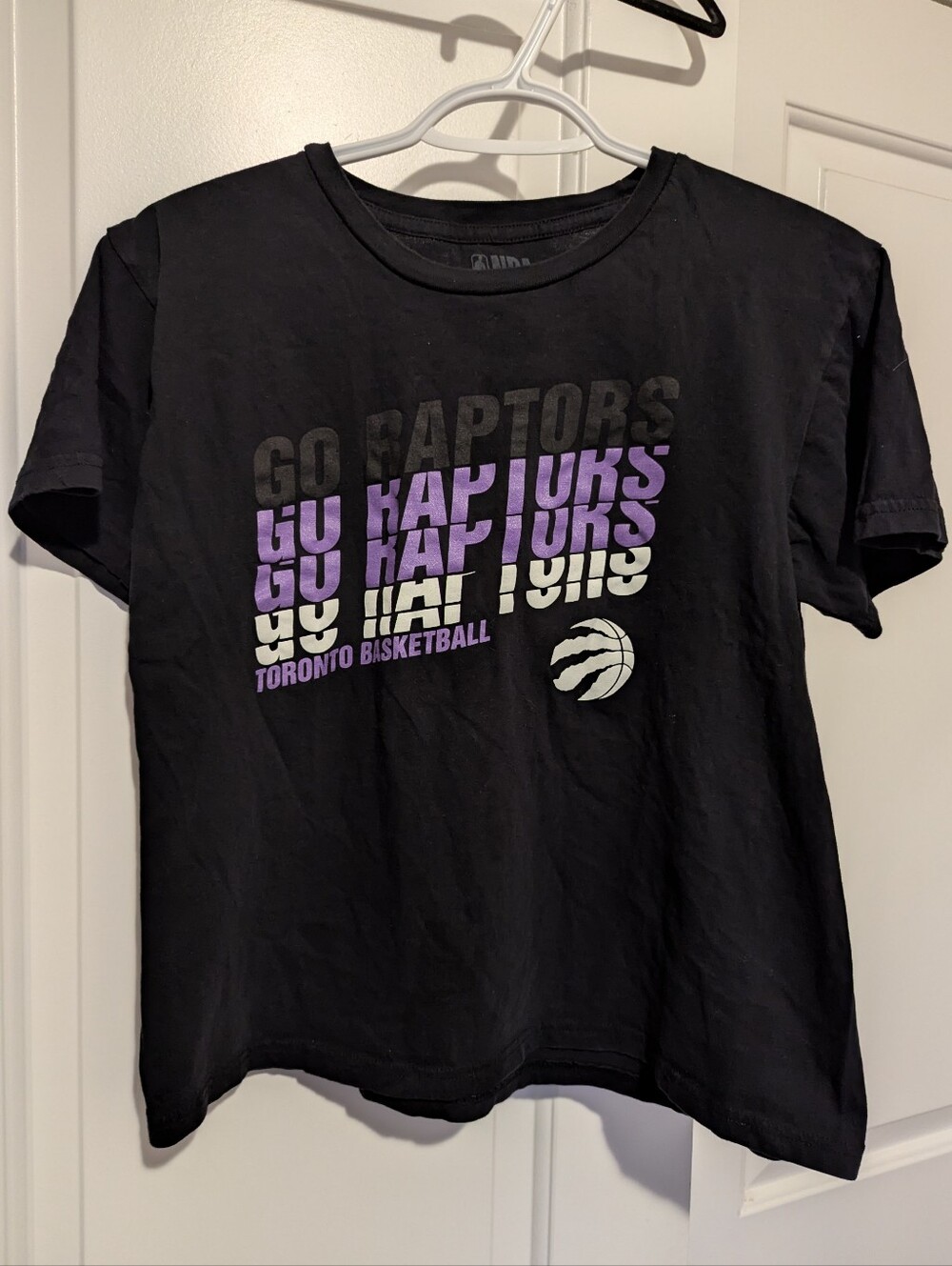 NBA Black Toronto Raptors Tee with Purple Logo Accent